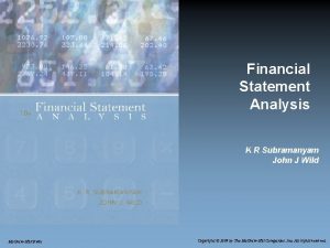 Financial Statement Analysis K R Subramanyam John J