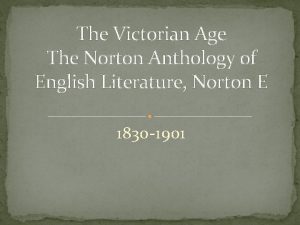 Norton anthology victorian age