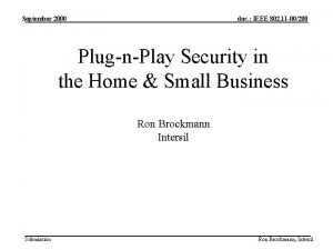 September 2000 doc IEEE 802 11 00200 PlugnPlay