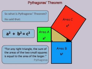 Pythagoras Theorem So what is Pythagoras Theorem Area