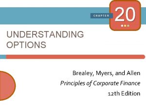 CHAPTER 20 UNDERSTANDING OPTIONS Brealey Myers and Allen