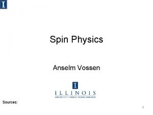 Spin Physics Anselm Vossen Sources 1 Outline Short