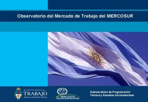 Observatorio del Mercado de Trabajo del MERCOSUR Subsecretara