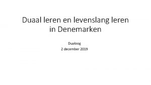 Duaal leren en levenslang leren in Denemarken Dualoog