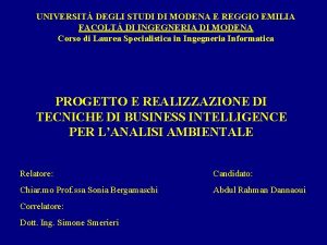 UNIVERSIT DEGLI STUDI DI MODENA E REGGIO EMILIA