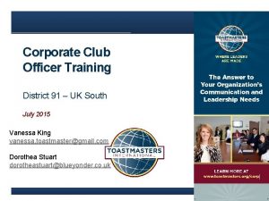 Corporate Club Officer Training District 91 UK South