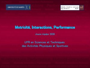 rformance Motricit Interactions Performance Motricit Interactions Performance Interactions