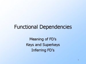 Functional Dependencies Meaning of FDs Keys and Superkeys