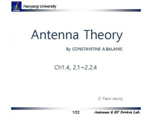 Hanyang University Antenna Theory By CONSTANTINE A BALANIS