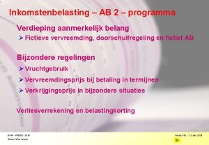 Inkomstenbelasting AB 2 programma Verdieping aanmerkelijk belang Fictieve