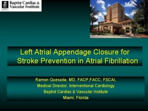 Left Atrial Appendage Closure for Stroke Prevention in