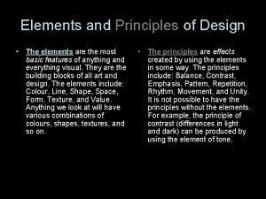Design elements and principles of the universe