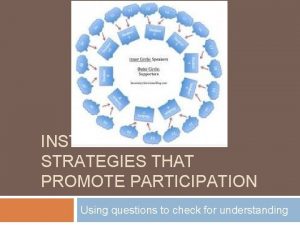 INSTRUCTIONAL STRATEGIES THAT PROMOTE PARTICIPATION Using questions to