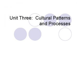 Unit Three Cultural Patterns and Processes Culture l