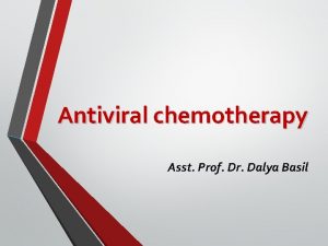 Antiviral chemotherapy Asst Prof Dr Dalya Basil Antiviral