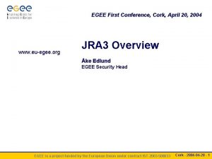 EGEE First Conference Cork April 20 2004 www