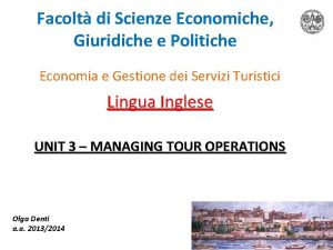 Facolt di Scienze Economiche Giuridiche e Politiche Economia