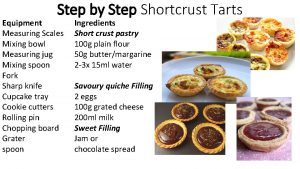 Step by Step Shortcrust Tarts Equipment Measuring Scales
