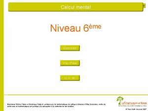 Calcul mental Niveau me 6 Exercices Vrai Faux