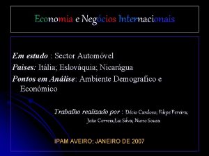 Economia e Negcios Internacionais Em estudo Sector Automvel