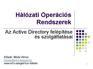 Hlzati Opercis Rendszerek Az Active Directory felptse s