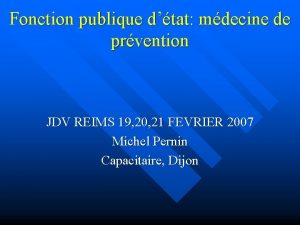 Fonction publique dtat mdecine de prvention JDV REIMS