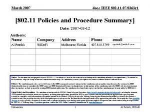 March 2007 doc IEEE 802 11 070363 r