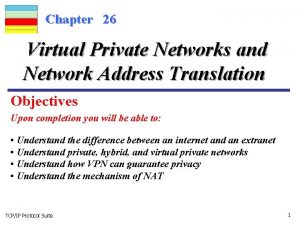 Chapter 26 Virtual Private Networks and Network Address