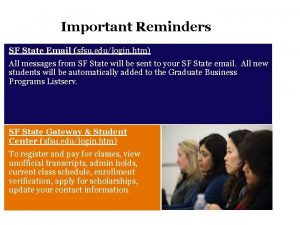 Important Reminders SF State Email sfsu edulogin htm