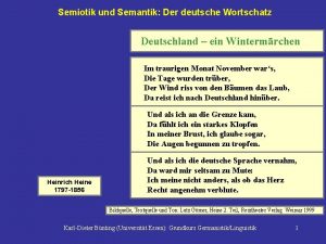 Semiotik und Semantik Der deutsche Wortschatz Deutschland ein