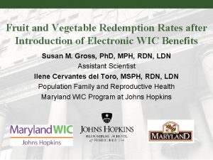 Fruit and Vegetable Redemption Rates after Introduction of