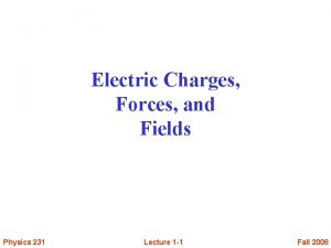 Electric Charges Forces and Fields Physics 231 Lecture