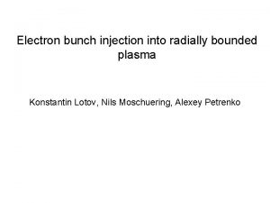 Electron bunch injection into radially bounded plasma Konstantin