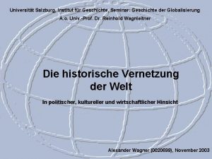 Universitt Salzburg Institut fr Geschichte Seminar Geschichte der