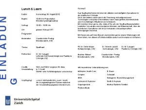 EINLADUN G Lunch Learn Datum Donnerstag 30 August