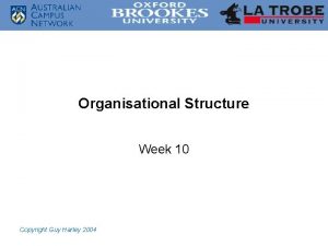 Organisational Structure Week 10 Copyright Guy Harley 2004