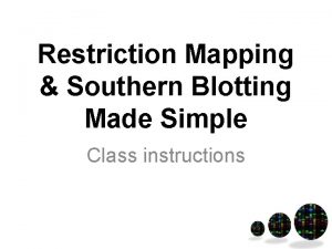 Restriction Mapping Southern Blotting Made Simple Class instructions