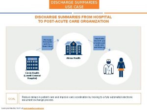 DISCHARGE SUMMARIES USE CASE DISCHARGE SUMMARIES FROM HOSPITAL