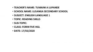 Lusanga high school