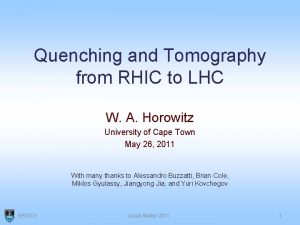 Quenching and Tomography from RHIC to LHC W