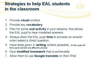 Strategies to help EAL students in the classroom