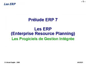 1 Les ERP Prlude ERP 7 Les ERP