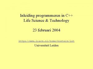 Inleiding programmeren in C Life Science Technology 23