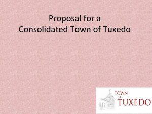 Proposal for a Consolidated Town of Tuxedo Objectives