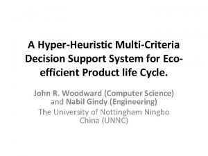 A HyperHeuristic MultiCriteria Decision Support System for Ecoefficient