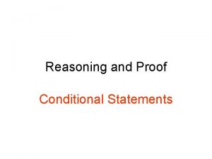 Reasoning and Proof Conditional Statements Concepts Vocabulary An