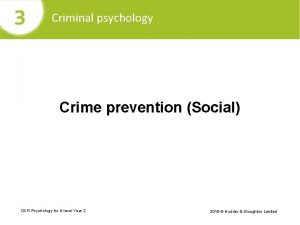 Criminal psychology Crime prevention Social OCR Psychology for