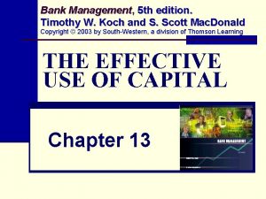 Bank Management Management 5 th edition Timothy W