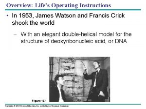 Overview Lifes Operating Instructions In 1953 James Watson