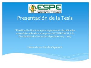 Presentacin de la Tesis Planificacin Financiera para la